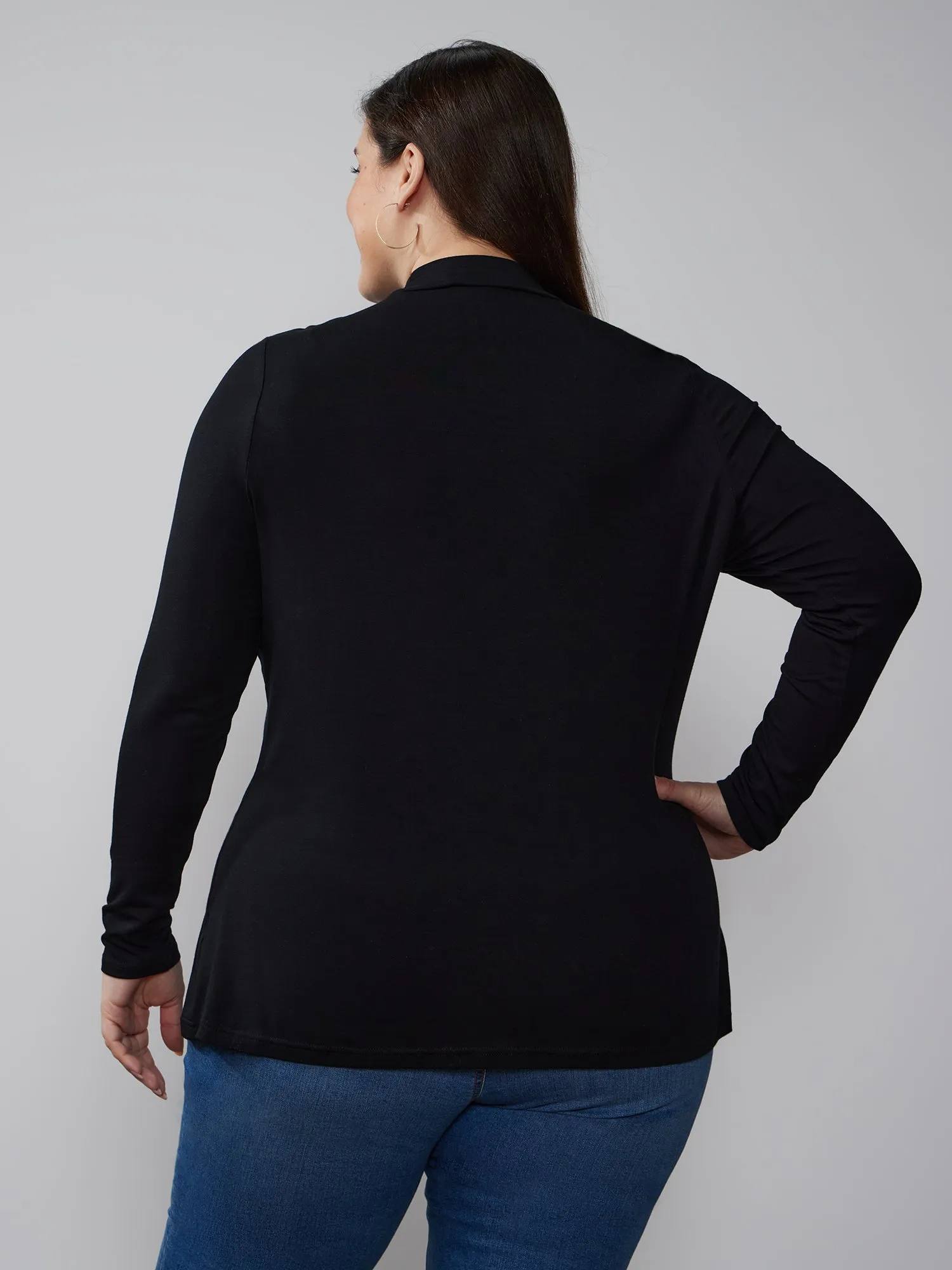 Plus Long Sleeve Mock Neck Top