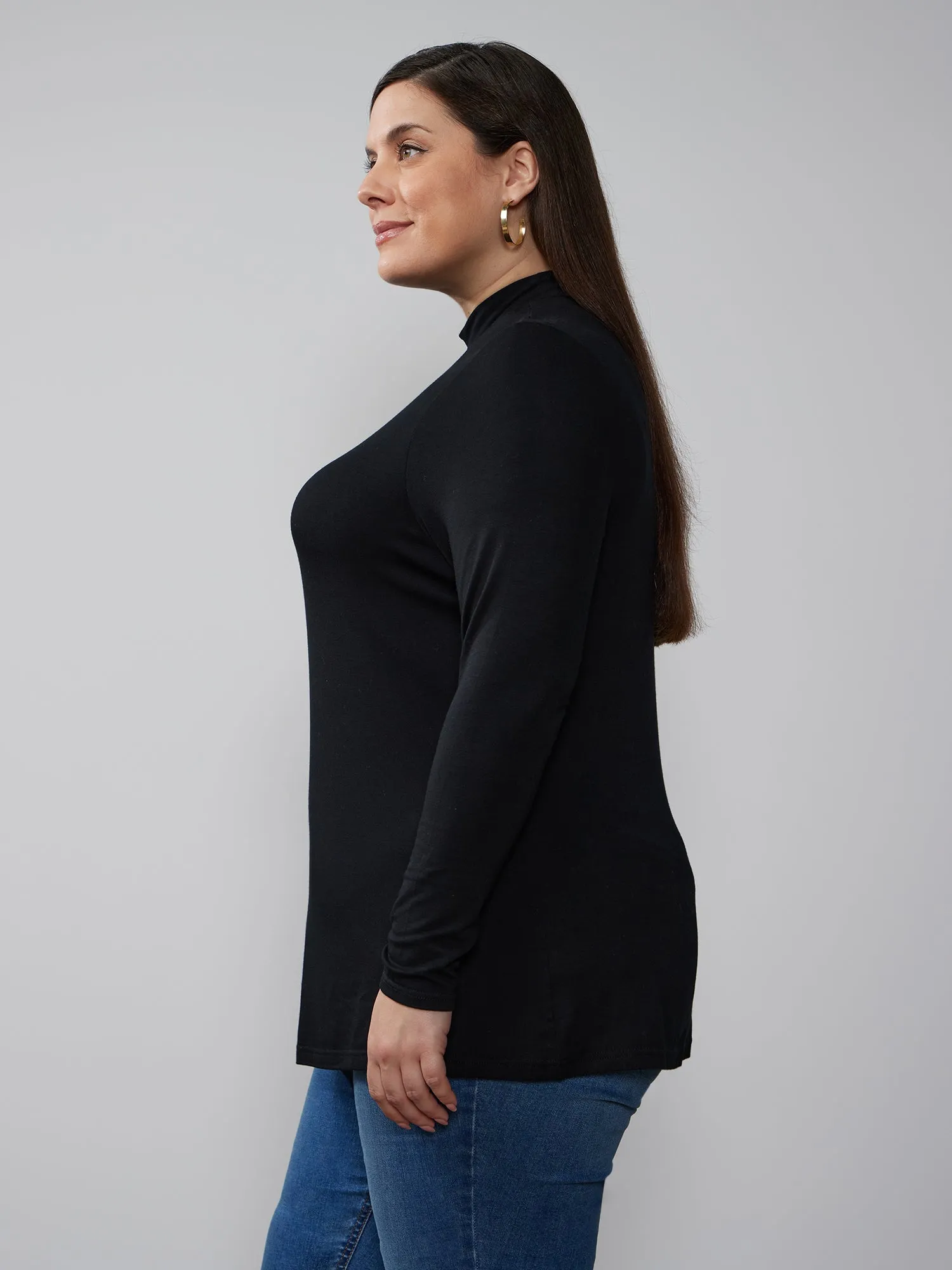 Plus Long Sleeve Mock Neck Top