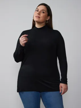 Plus Long Sleeve Mock Neck Top