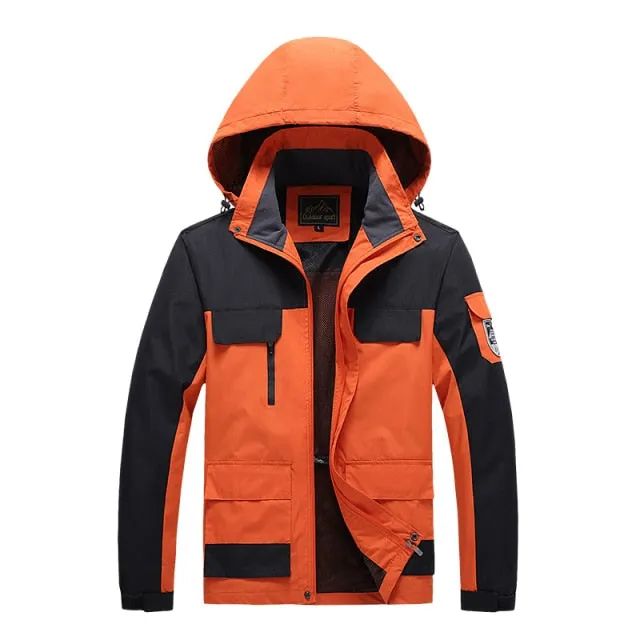 Plus Size 7XL 8XL Summer Jacket Men Hooded Thin Outerwear Coats Multi Pockets Breathable Mountain Climbing Windbreakers Jackets