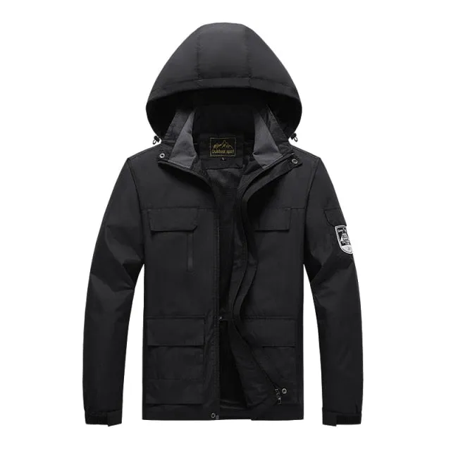 Plus Size 7XL 8XL Summer Jacket Men Hooded Thin Outerwear Coats Multi Pockets Breathable Mountain Climbing Windbreakers Jackets