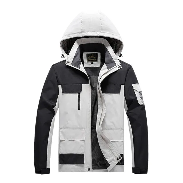 Plus Size 7XL 8XL Summer Jacket Men Hooded Thin Outerwear Coats Multi Pockets Breathable Mountain Climbing Windbreakers Jackets