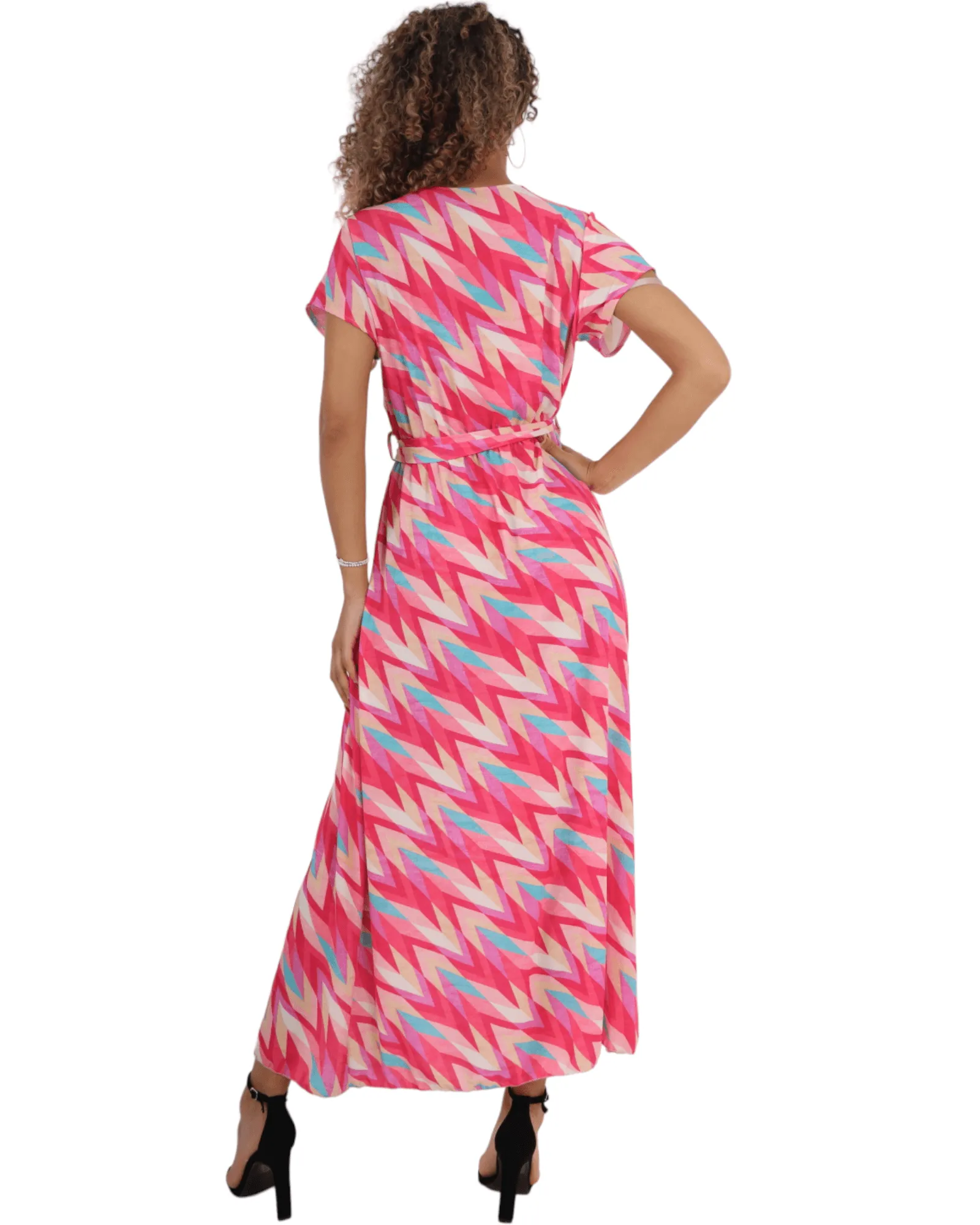 Printed Wrap Over Maxi Dress