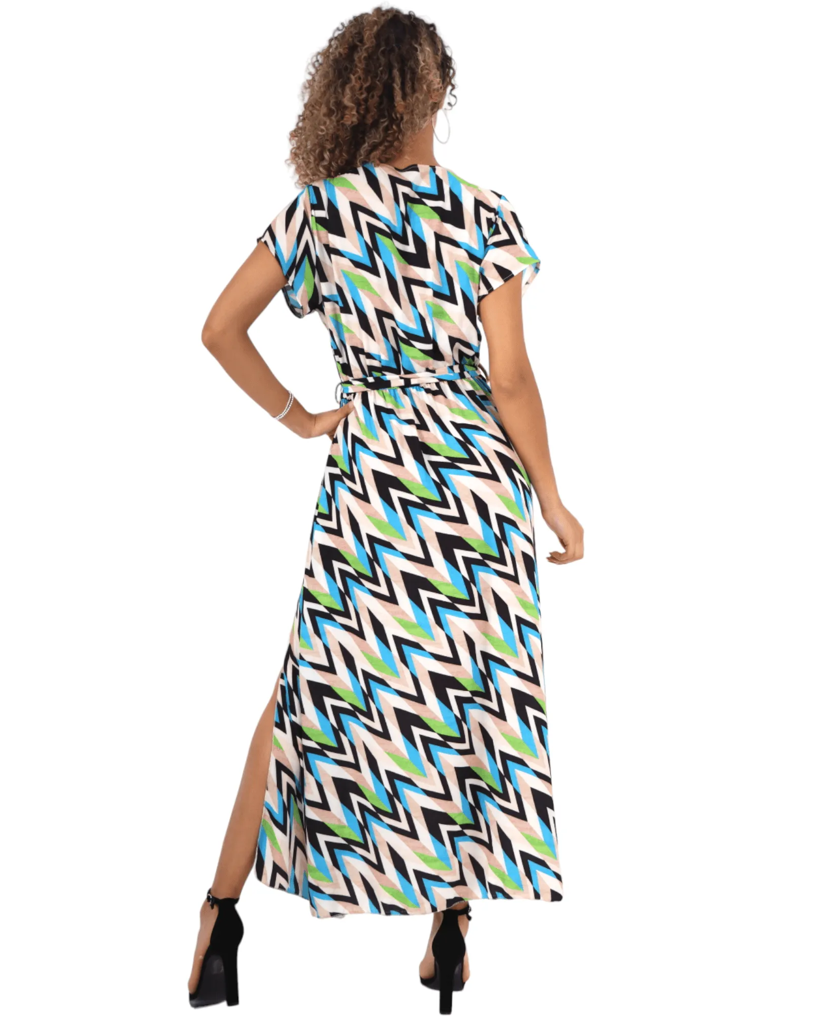 Printed Wrap Over Maxi Dress