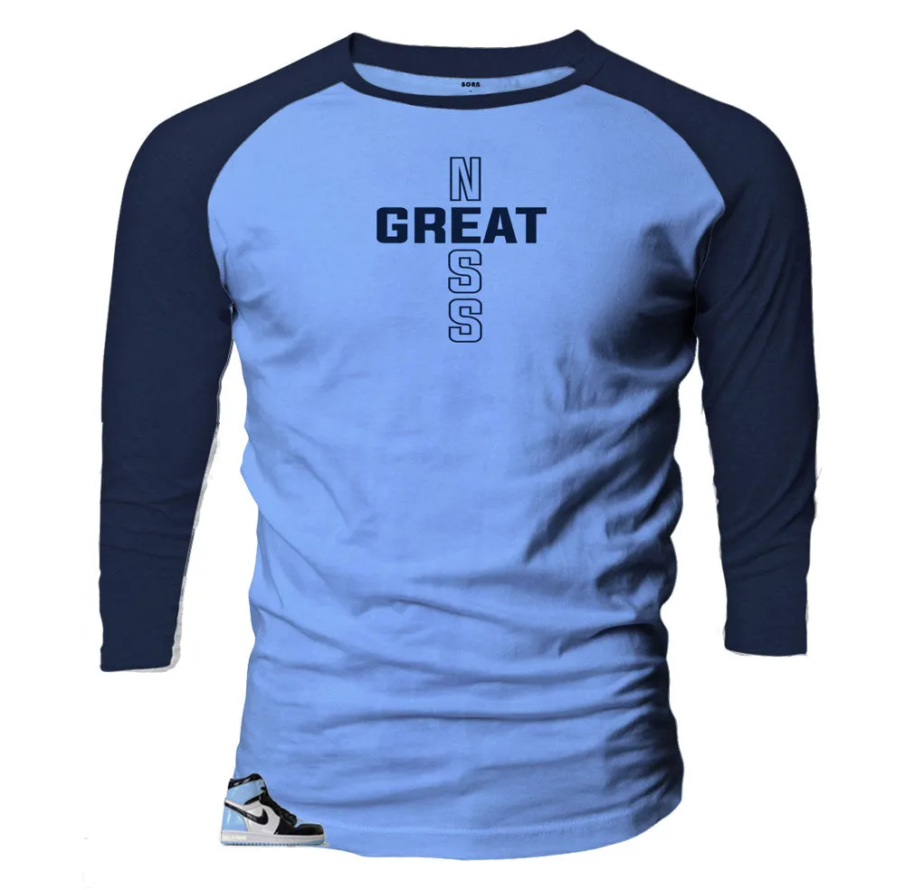 Retro 1 Uni Blue Patent Greatness Cross Raglan Shirt