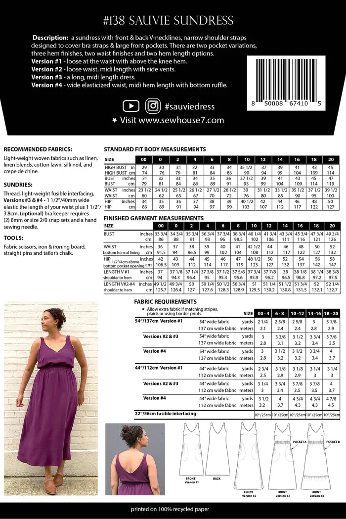 SEW HOUSE SEVEN • Sauvie Sundress Sewing Pattern (UK4 - 24)