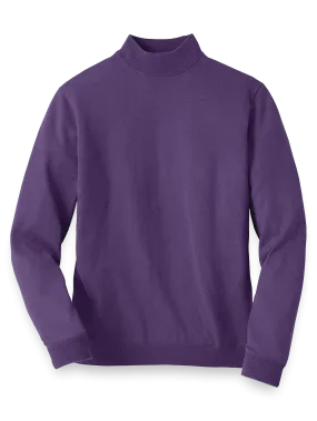 Silk Cotton And Cashmere Mock Neck Sweater - Purple