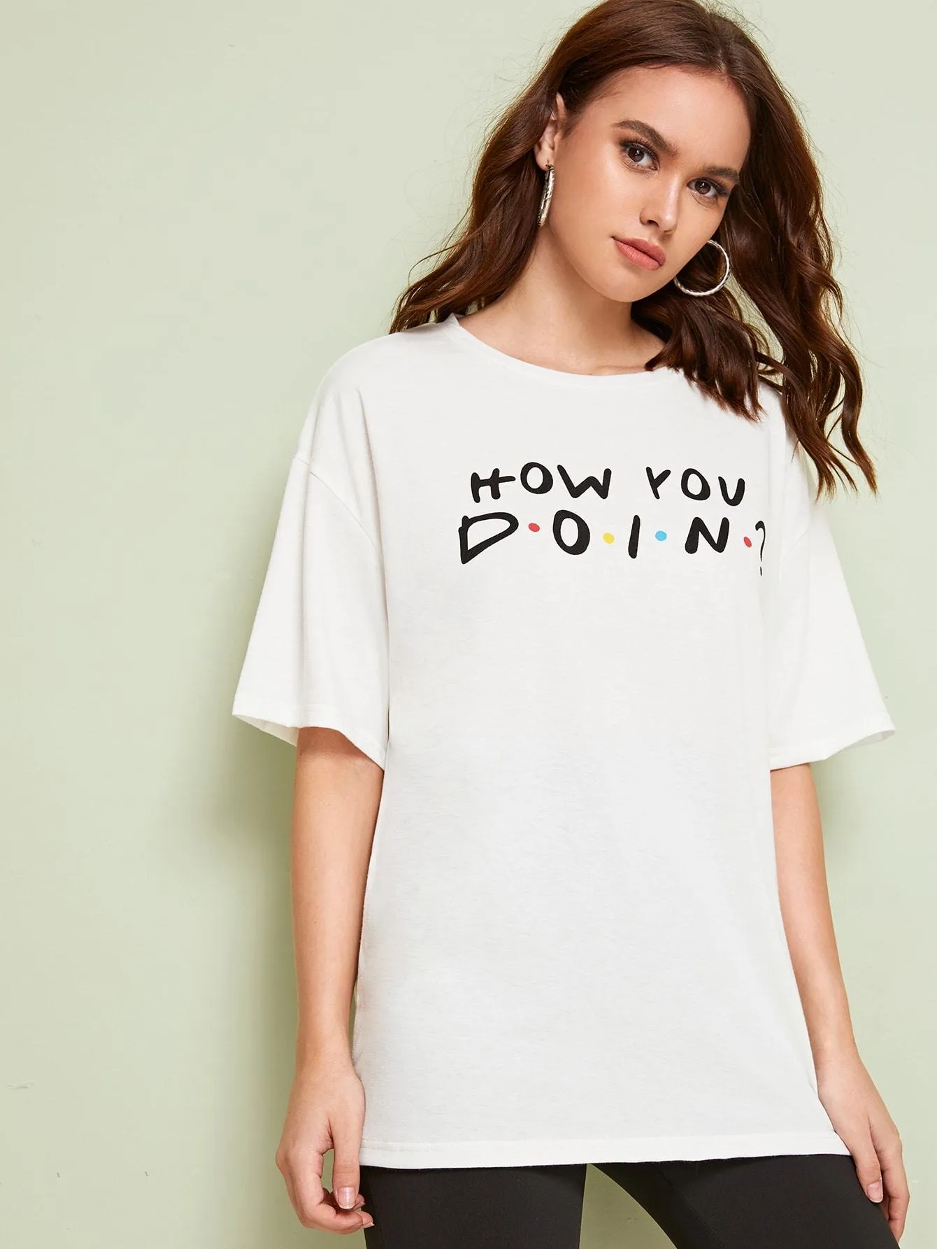 Slogan Graphic Drop Shoulder Tee