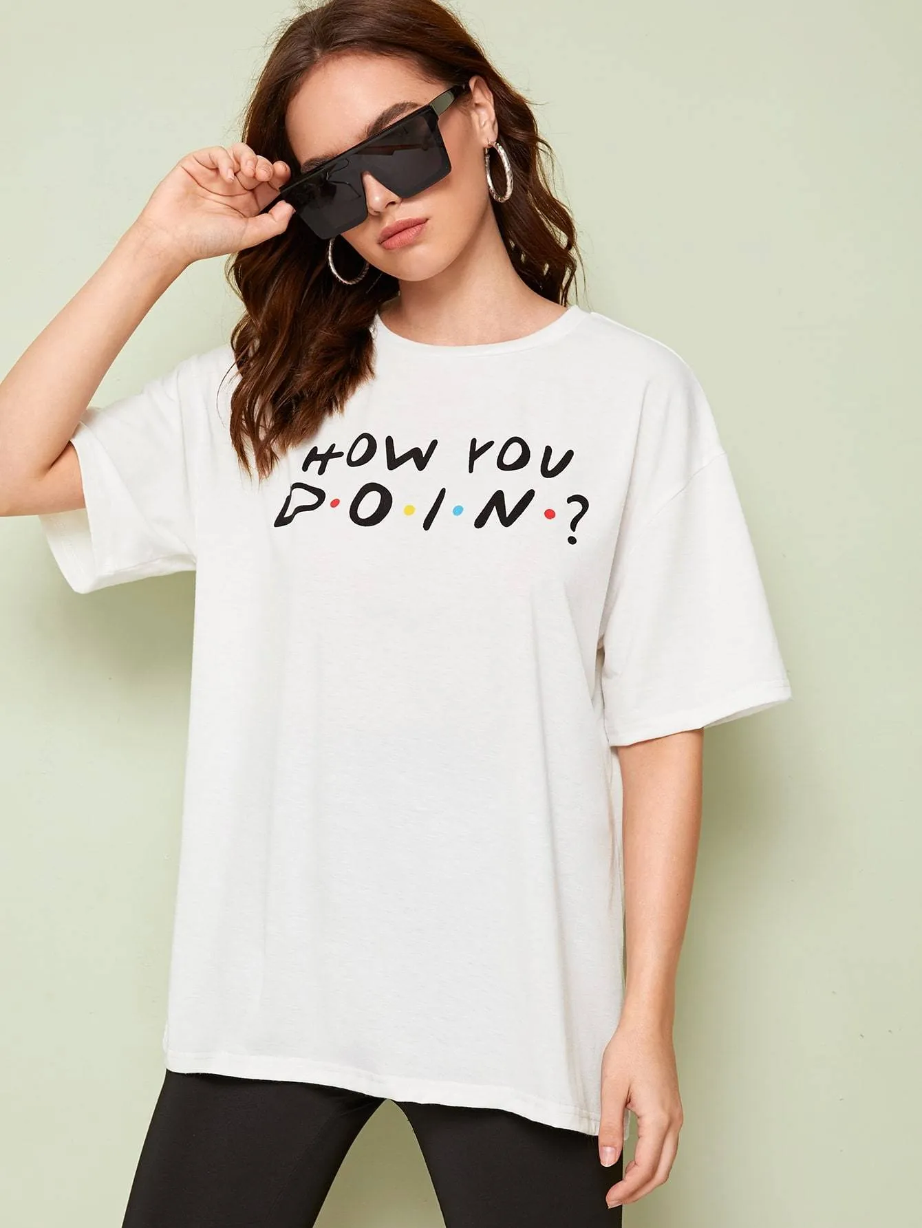 Slogan Graphic Drop Shoulder Tee