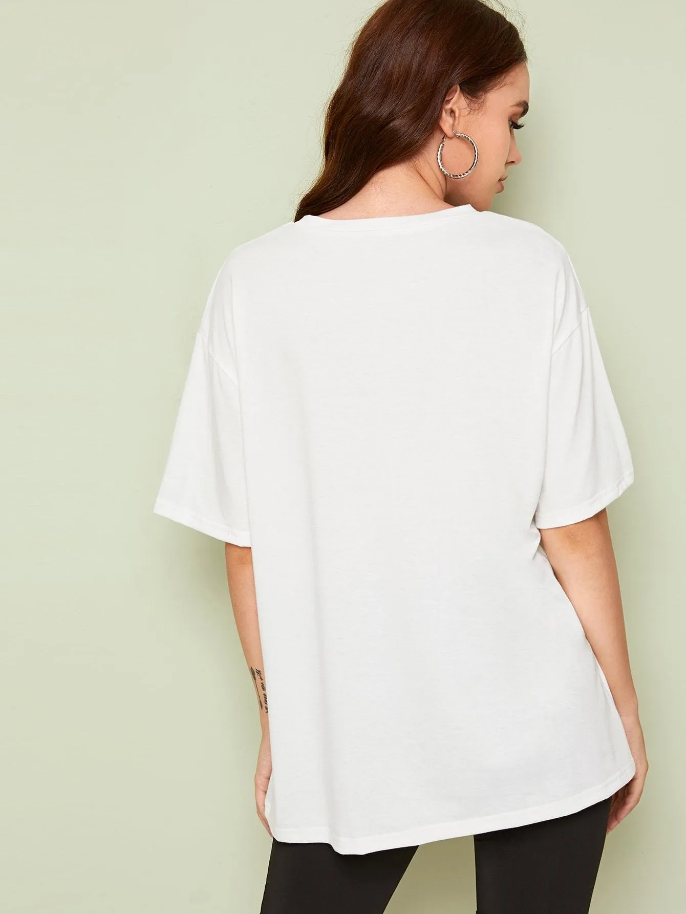 Slogan Graphic Drop Shoulder Tee