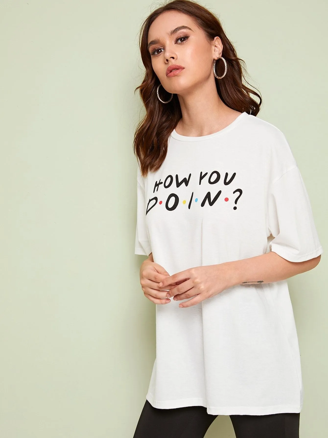 Slogan Graphic Drop Shoulder Tee