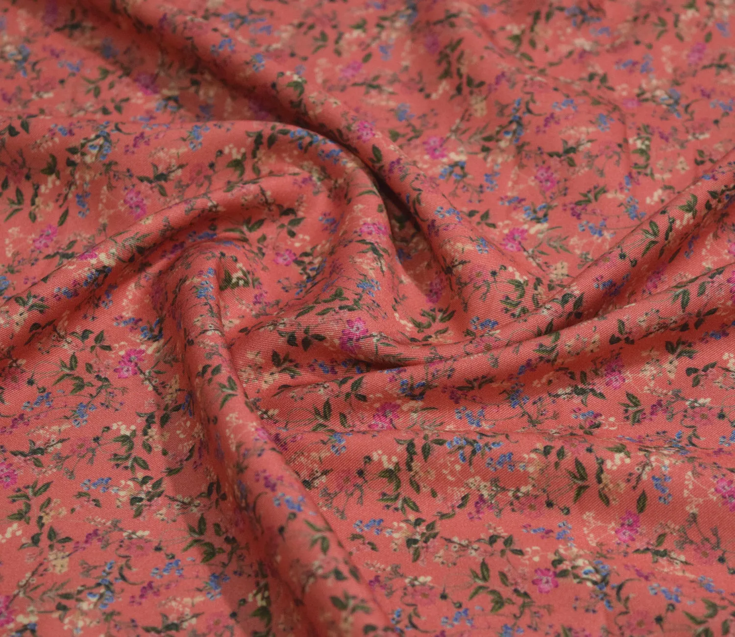 Small Floral Pattern Digital Printed Pure Pashmina Fabric Available in Orange , Pink , Mustard and Green