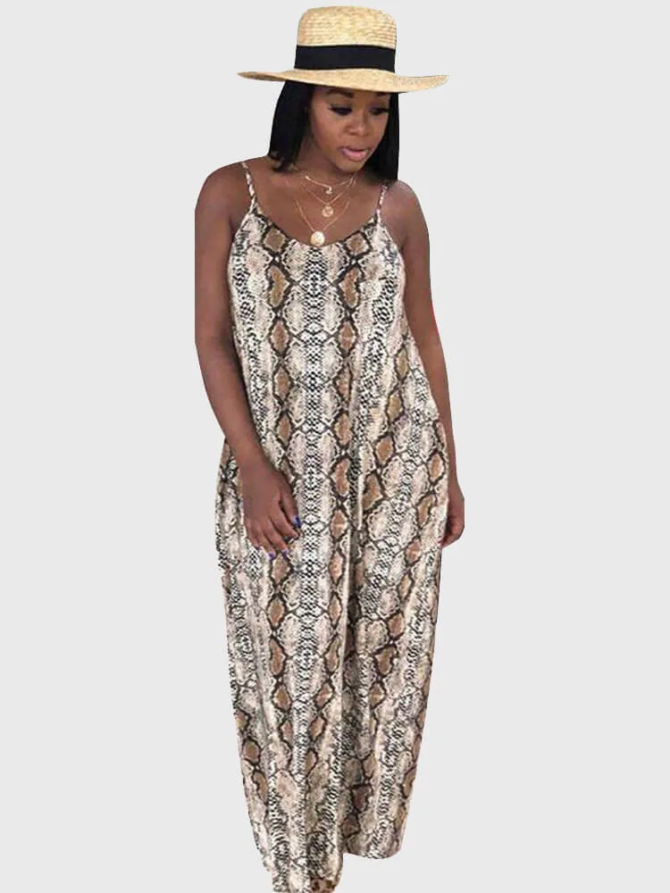 Spaghetti Strap V Neck Boho Maxi Dresses