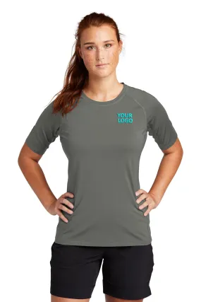 Sport-Tek Ladies Rashguard Branded Tee's, Dark SmokeGrey