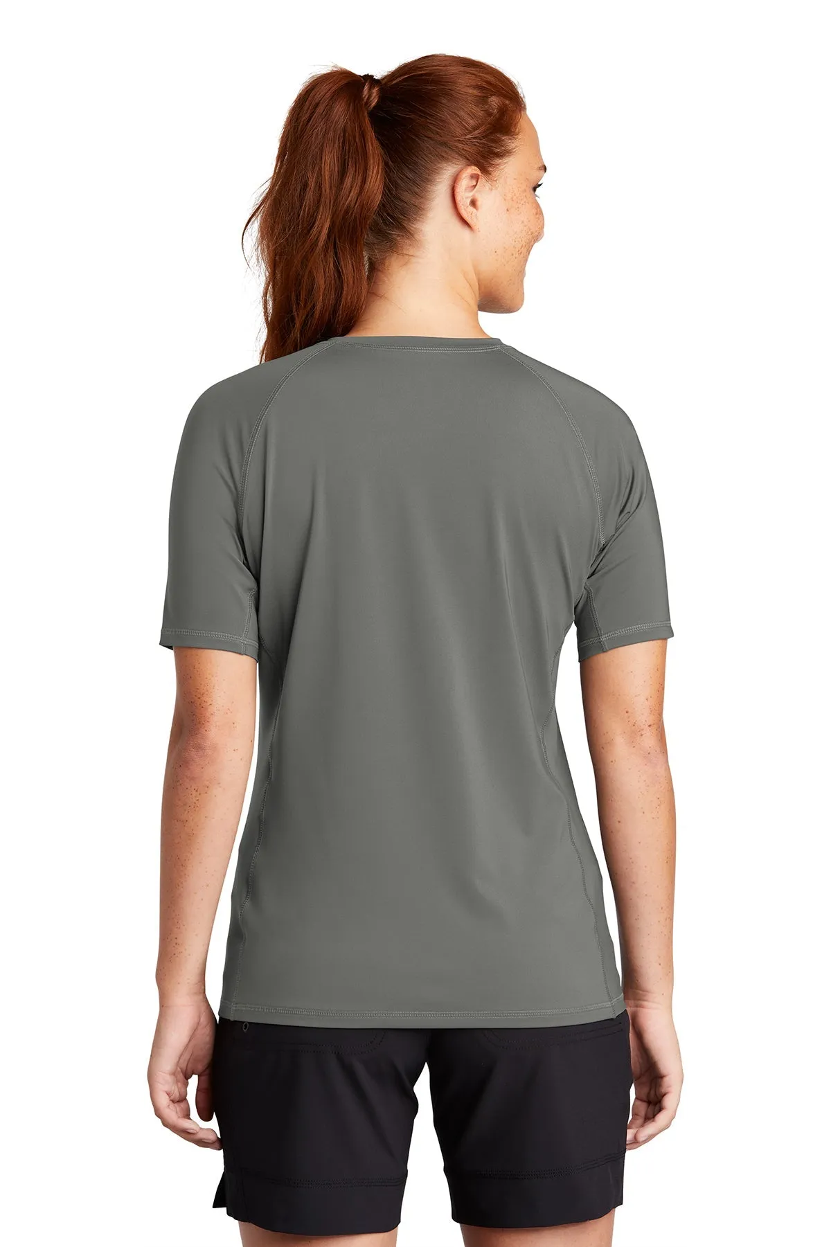 Sport-Tek Ladies Rashguard Branded Tee's, Dark SmokeGrey