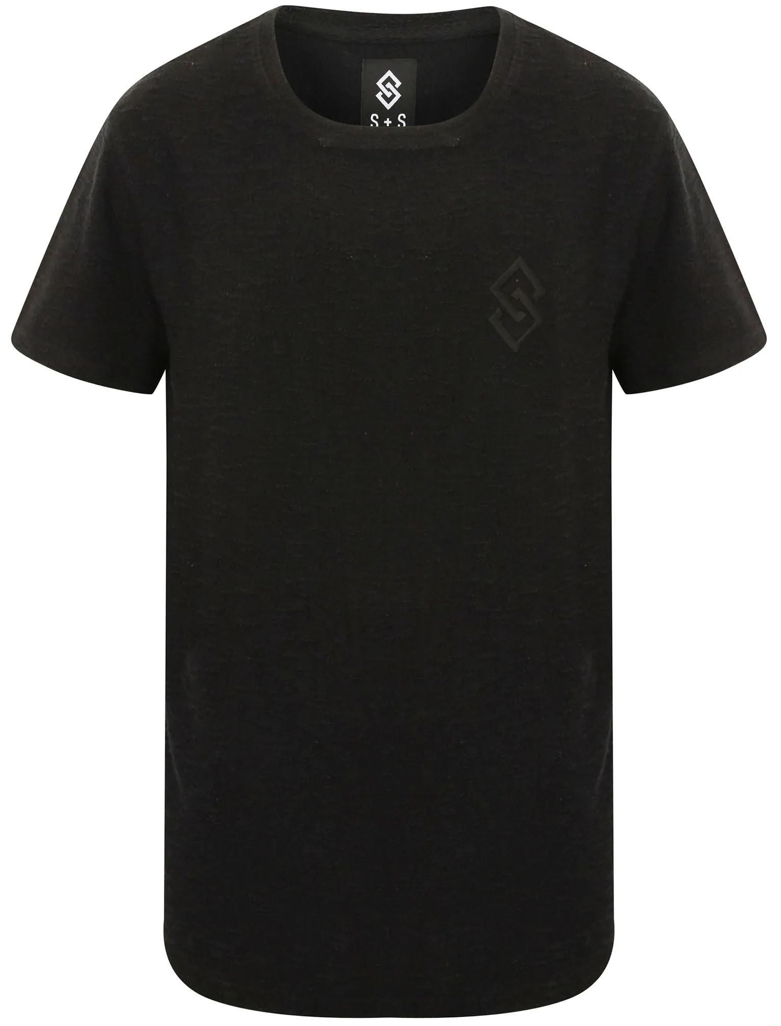 St Rigal Textured Longline T-Shirt in Jet Black - Saint & Sinner