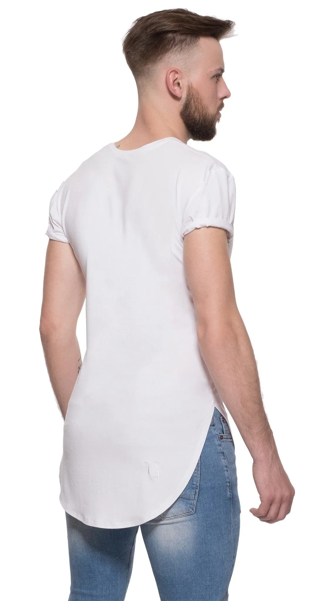 TheG Man Viscose Basic 1/2 Long Tee // white