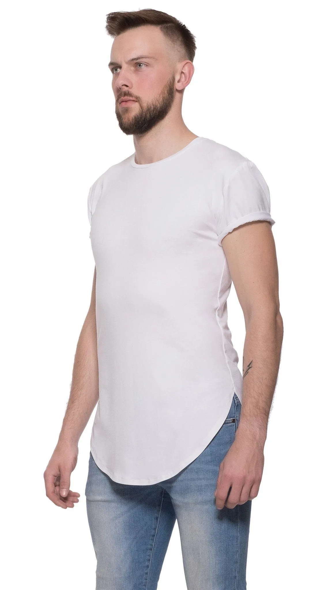 TheG Man Viscose Basic 1/2 Long Tee // white