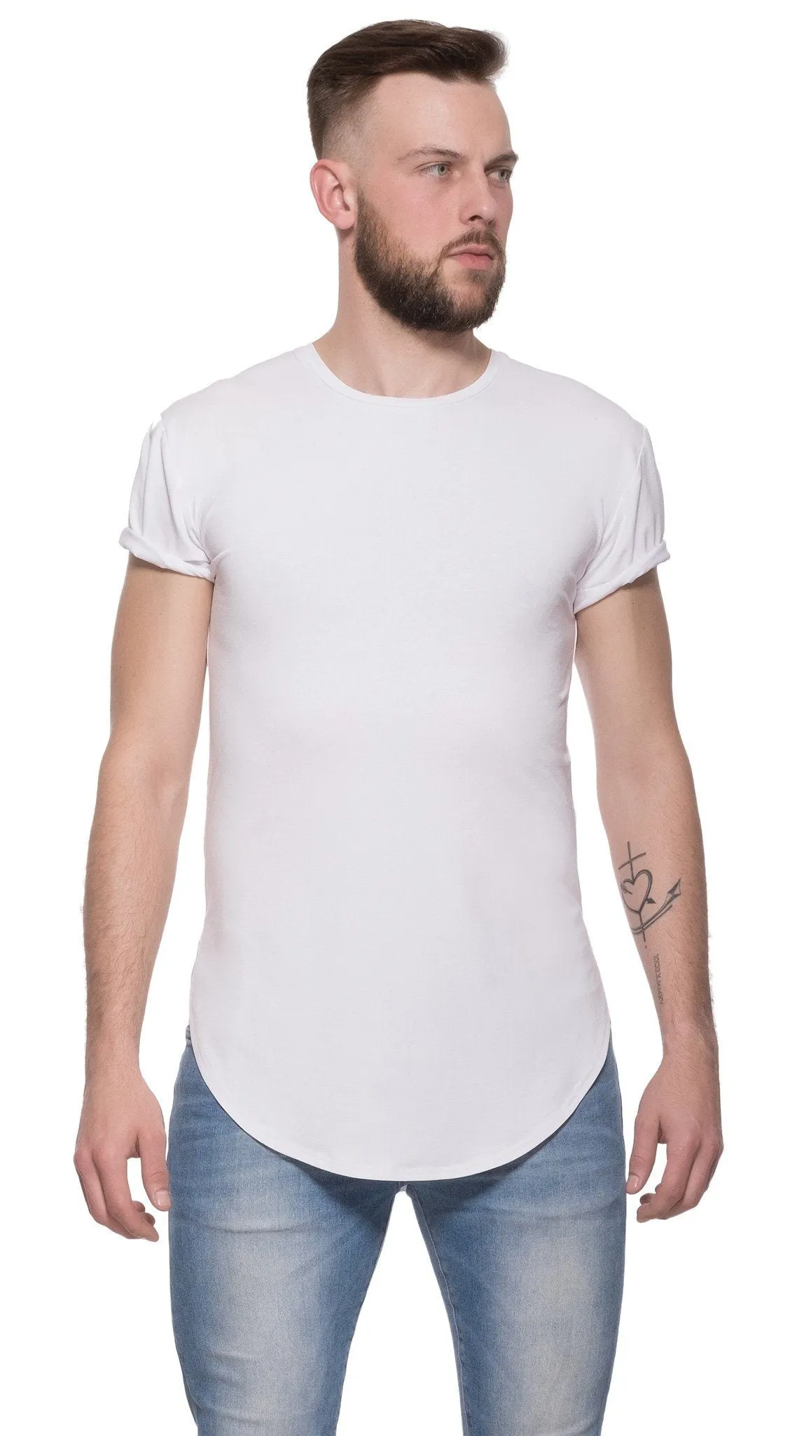 TheG Man Viscose Basic 1/2 Long Tee // white