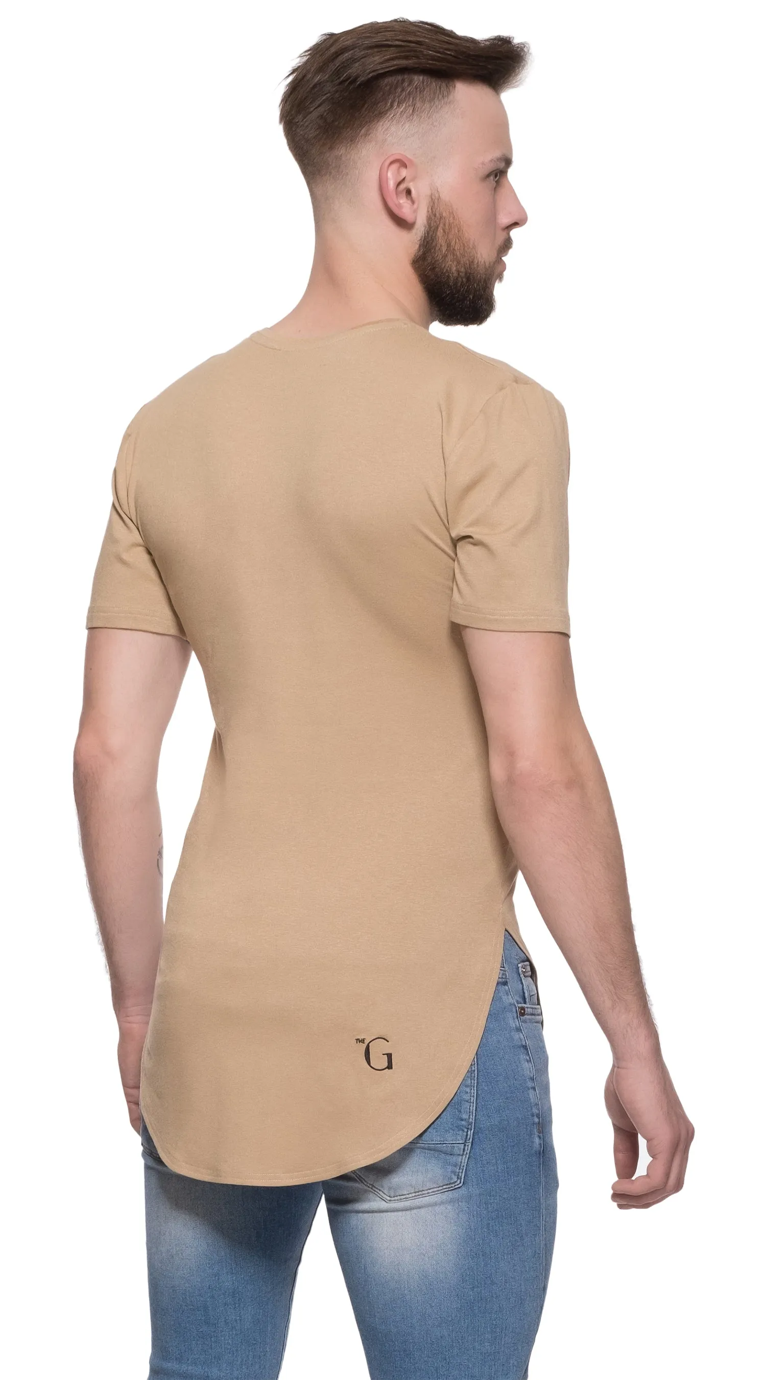 TheG Man Viscose Basic 2/2 Long Tee // camel