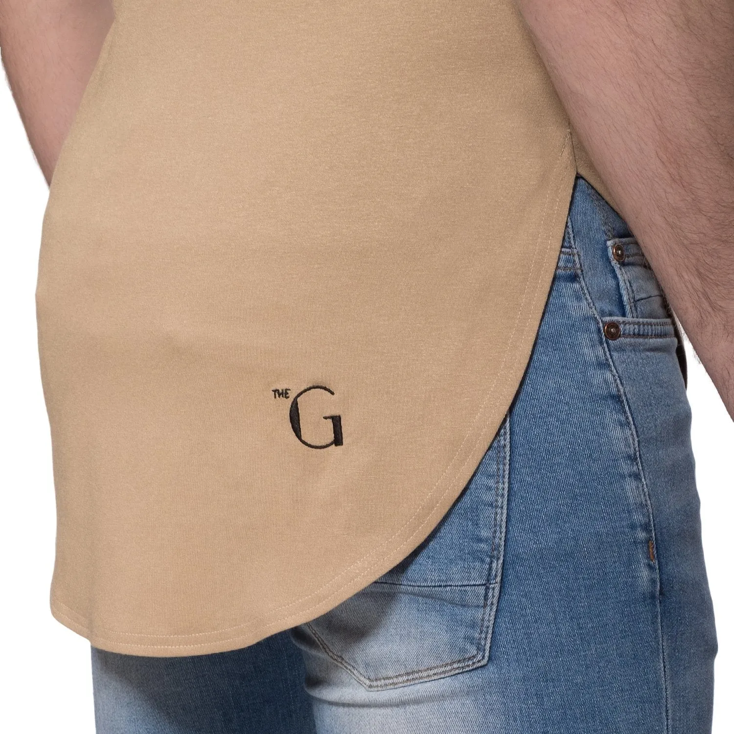 TheG Man Viscose Basic 2/2 Long Tee // camel