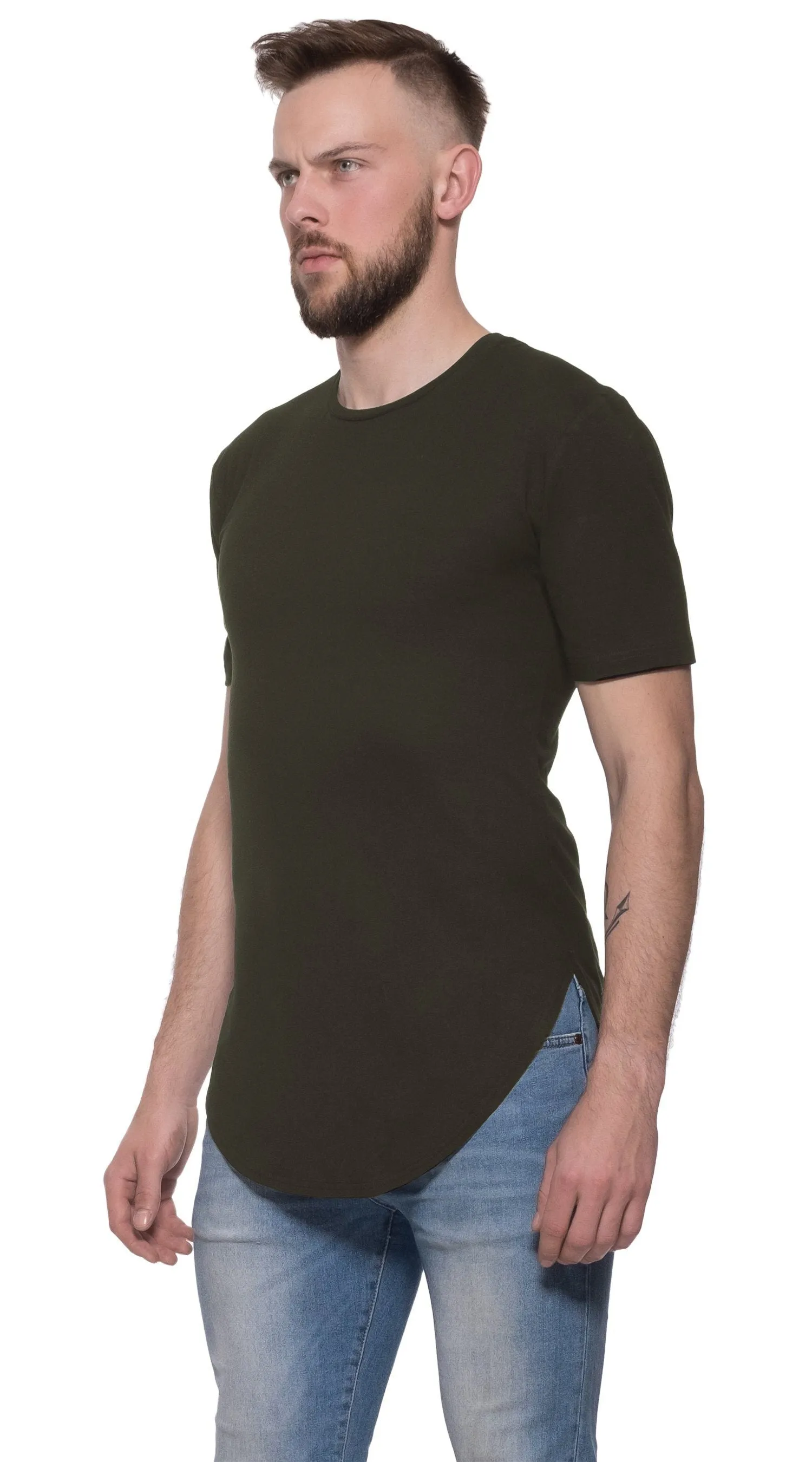 TheG Man Viscose Basic 2/2 Long Tee // khaki