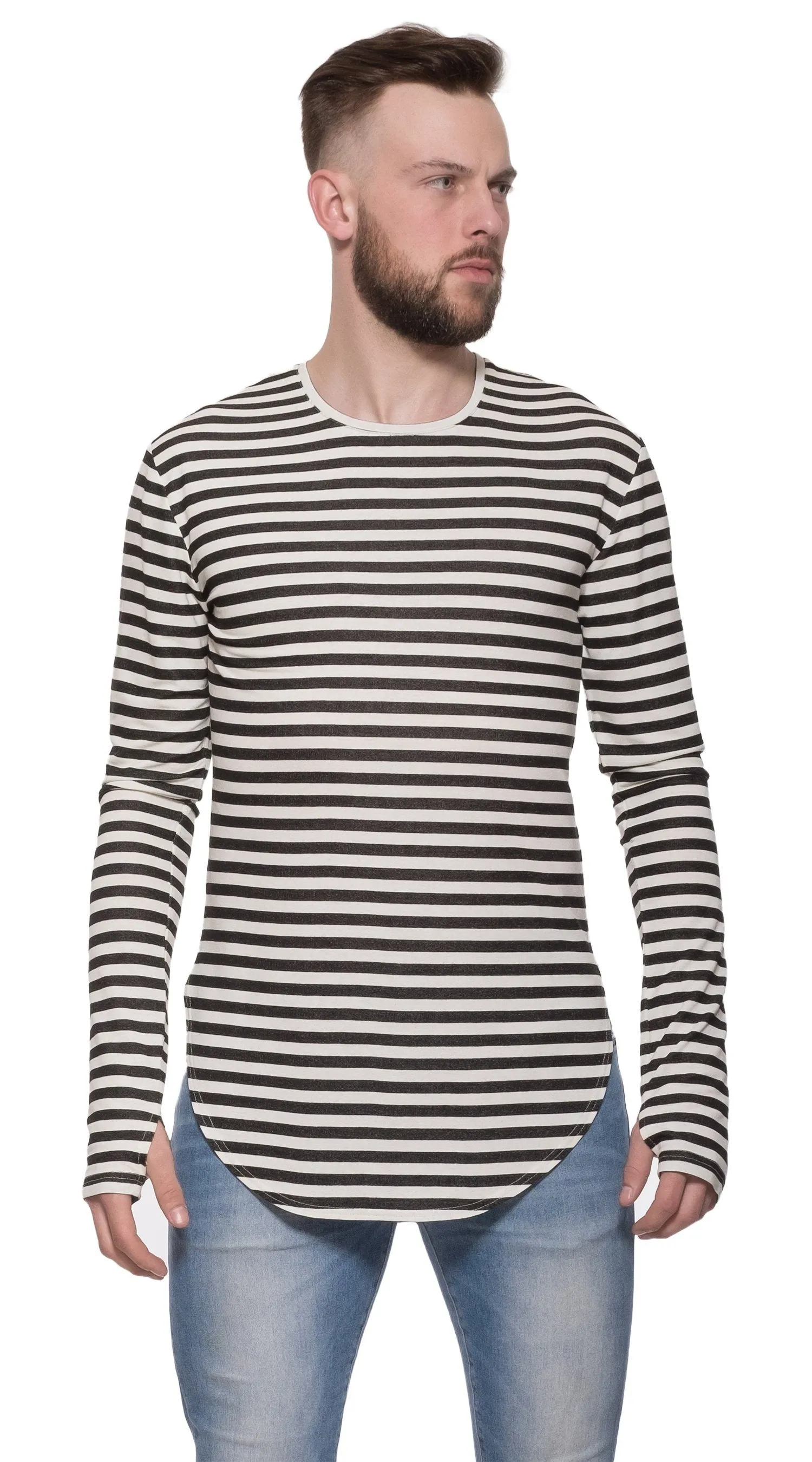 TheG Man Viscose Under Long Tee // striped