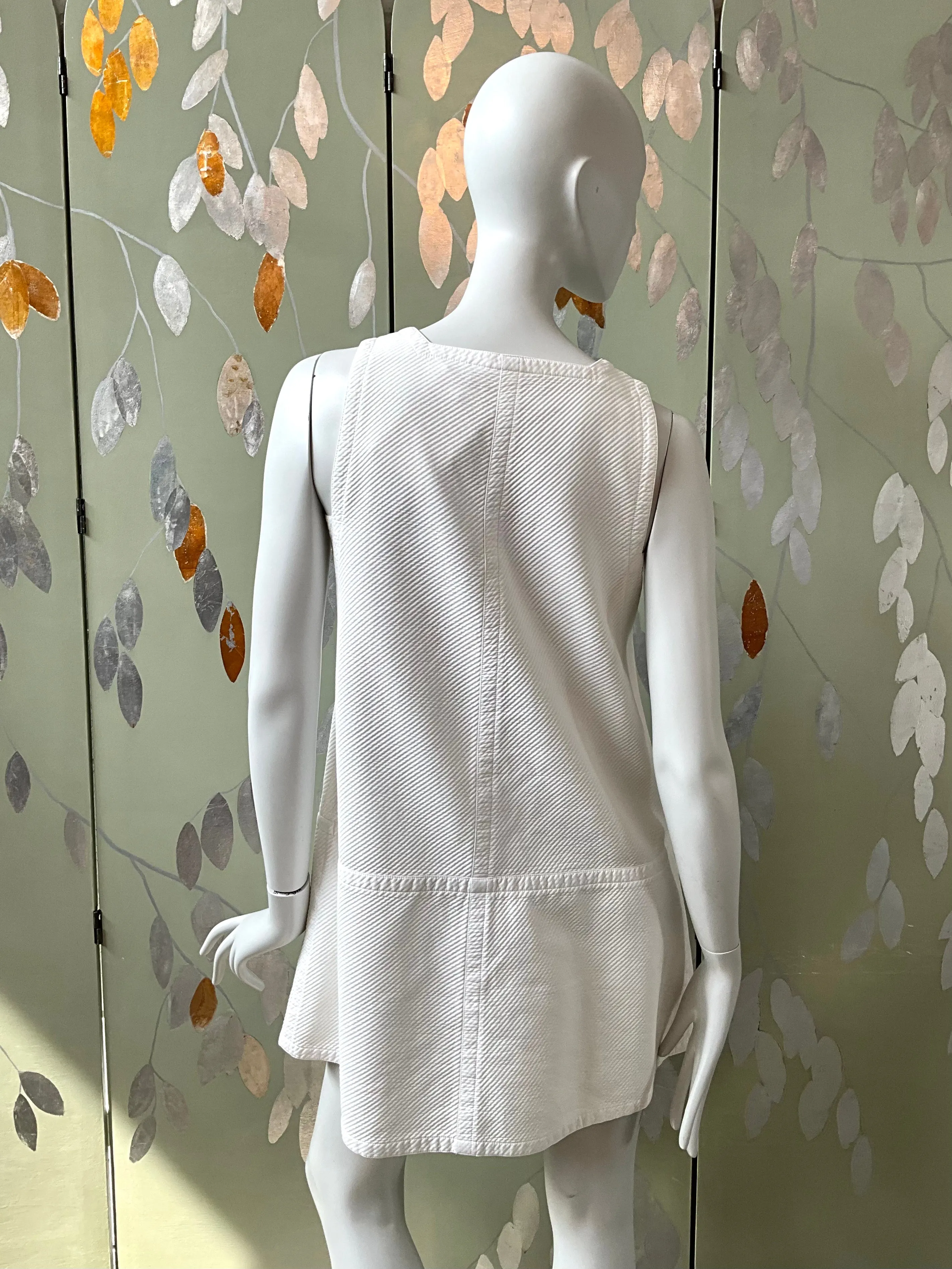 Vintage 1990s White Courrèges Space Age Mod Shift Dress, Medium