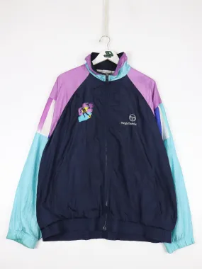 Vintage Sergio Tacchini Windbreaker Mens 44 Large Blue Jacket Tennis 90s